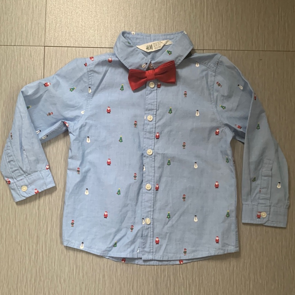 Button down Christmas shirt.